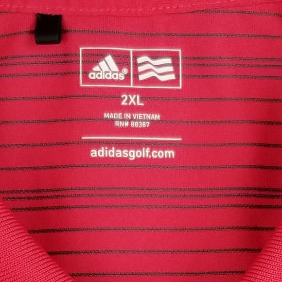 Adidas Golf 2XL Red Black Striped Embroidered Logo - Picture 3 of 8